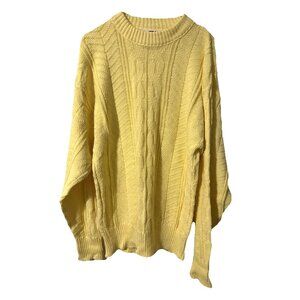 Vintage 80's Le Tigre Sunny Yellow Cotton Sweater Size XL Made in USA